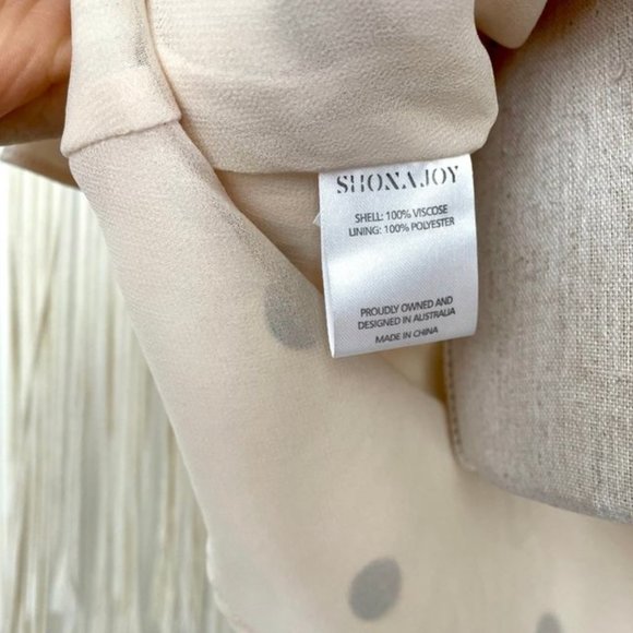 Size 8 SHONA JOY Cream with Black spot polka dot 3/4 sleeve short dress - Picture 10 of 12